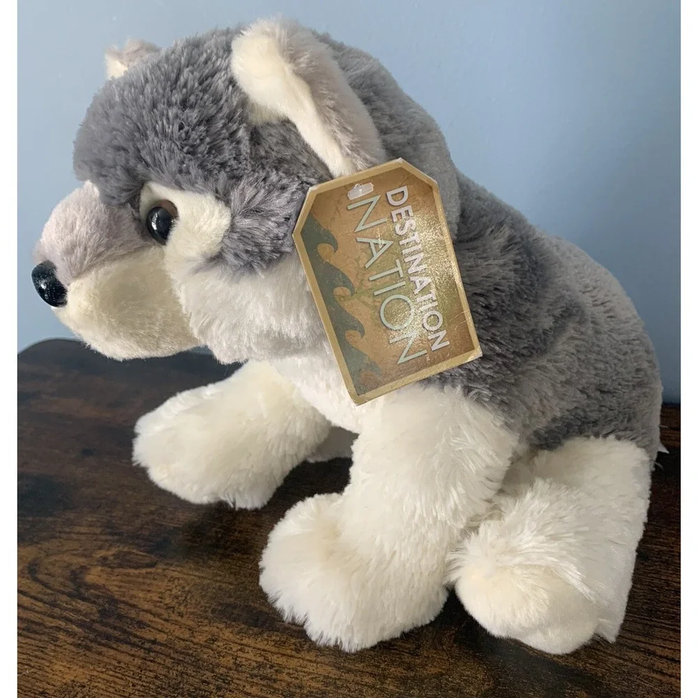 Aurora Destination Nation Wolf Husky Dog Soft Plush Stuffed Animal Doll Toy 12
